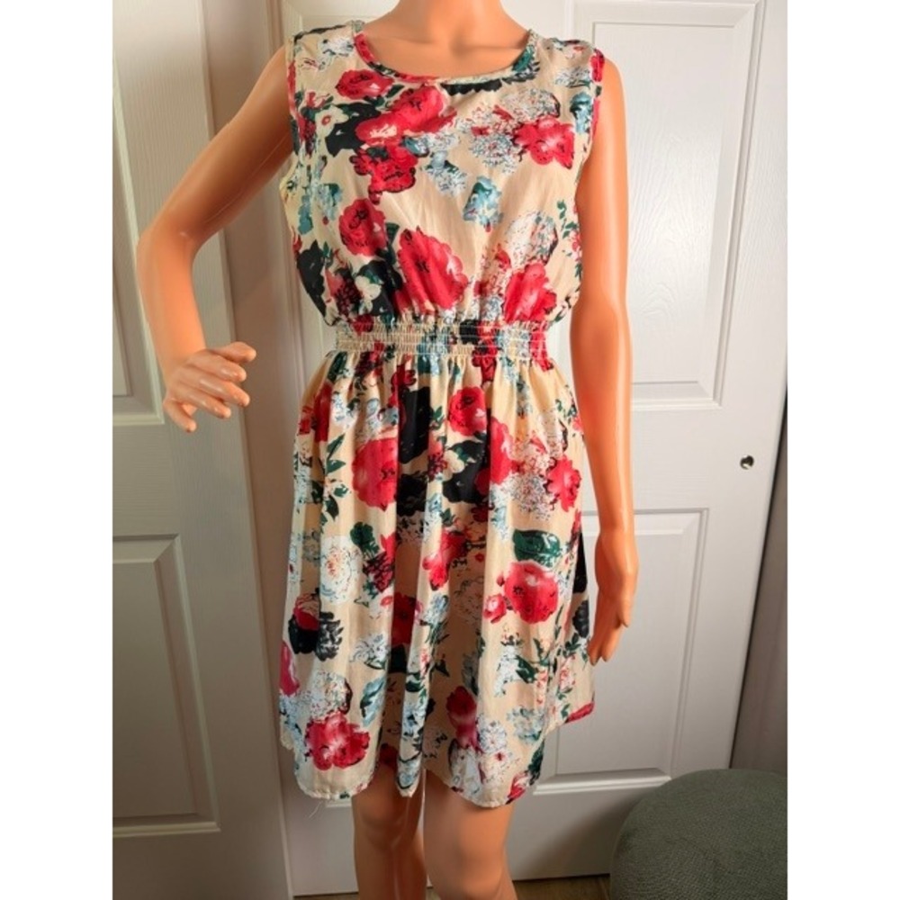Drunken Tango lightweight silky sleeveless elastic waist short dress Size M